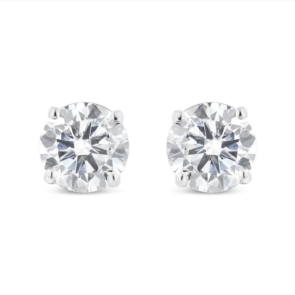 14K White Gold 2.00 Cttw Lab Grown Round Brilliant-Cut Diamond Classic 4-Prong Stud Earrings with Screw Backs (F-G color, VVS2-VS1 Clarity) by Anti Spier