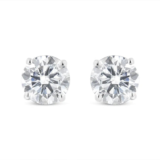 14K White Gold 2.00 Cttw Lab Grown Round Brilliant-Cut Diamond Classic 4-Prong Stud Earrings with Screw Backs (F-G color, VVS2-VS1 Clarity) by Anti Spier