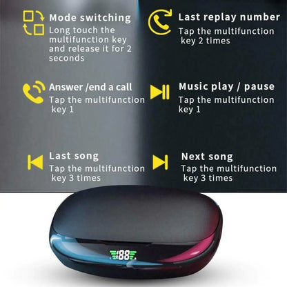 Bluetooth Headset 5.1 True Wireless Earphones Earbuds Headphones HiFi Sport TWS by Anti Spier