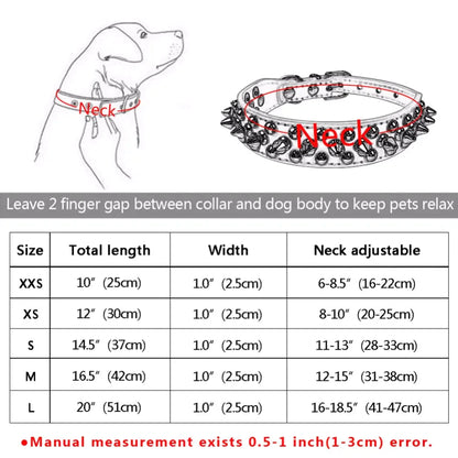 Spiked Studded Leather Dog Collar Rivets Pet Small Large Cat Pit Bull Adjustable by Anti Spier