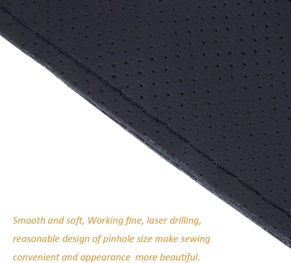 Genuine Leather DIY Car Steering Wheel Cover Anti-slip For 15"/38 cm Black US by Anti Spier