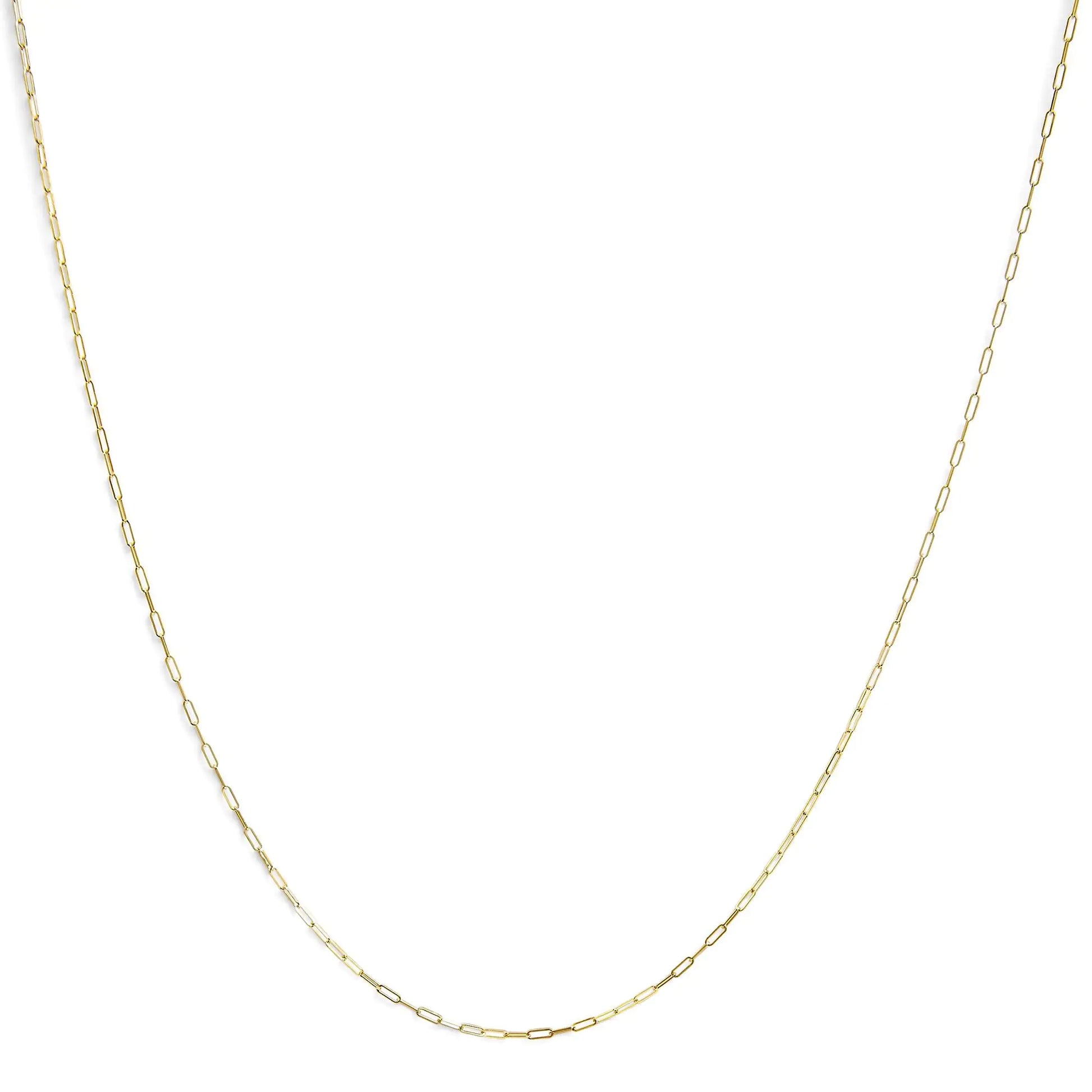 Unisex Solid 14K Gold 1.5mm Paperclip Chain Necklace - Choice of Length and Metal Color by Anti Spier