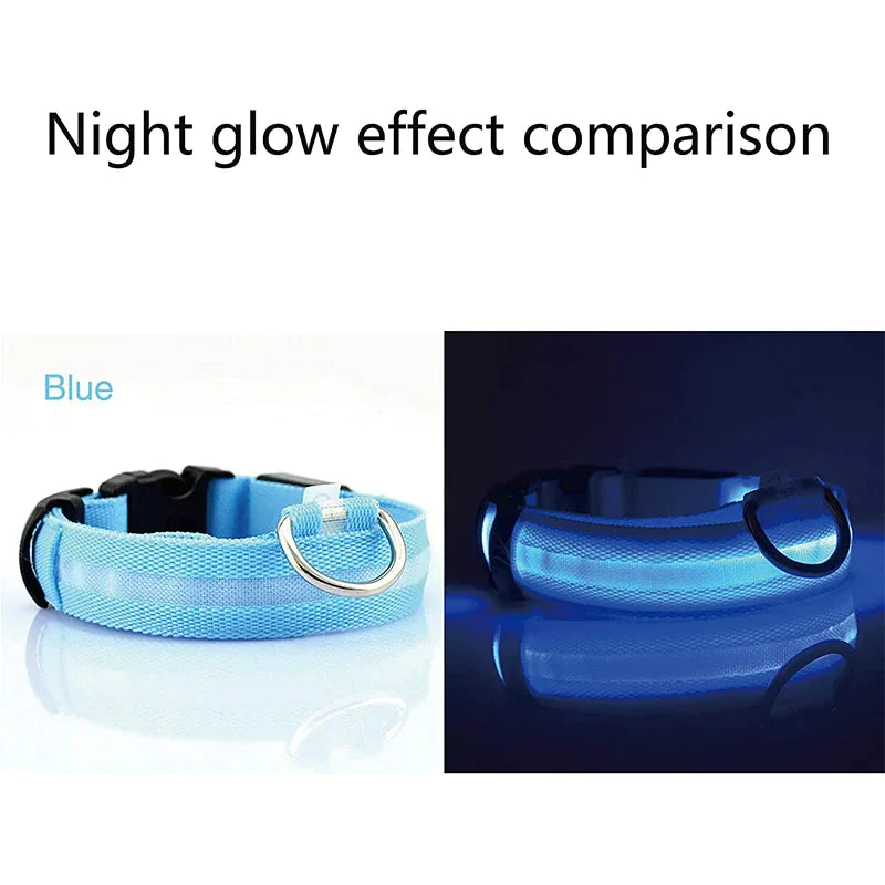 LED Adjustable Dog Collar Blinking Flashing Light Up Glow Pets Safety Waterproof by Anti Spier