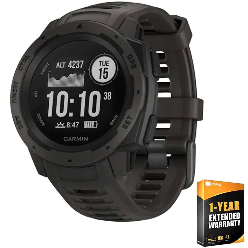 Garmin Instinct Rugged Outdoor Watch with GPS Features Glonass and Galileo Heart Rate Monitoring and 3-Axis Compass Graphite by Anti Spier