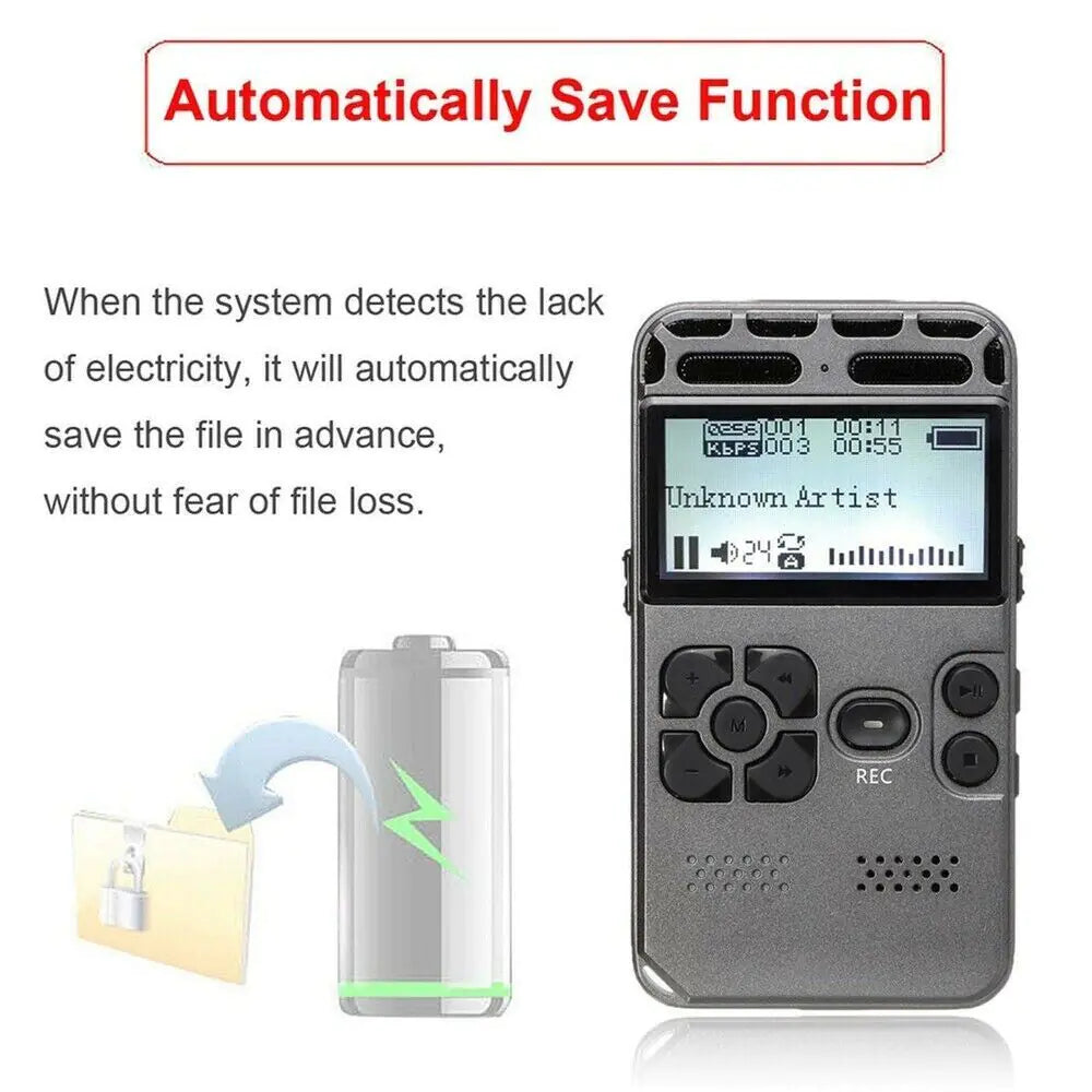 64GB Rechargeable LCD Digital Audio Sound Voice Recorder Dictaphone MP3 Player by Anti Spier
