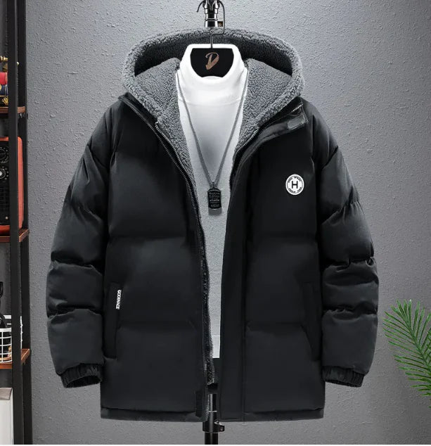 Berber Fleece Coat Cotton-padded Coat Men's Fake Two Pieces Hooded Cotton Jacket Thick Warm by Anti Spier
