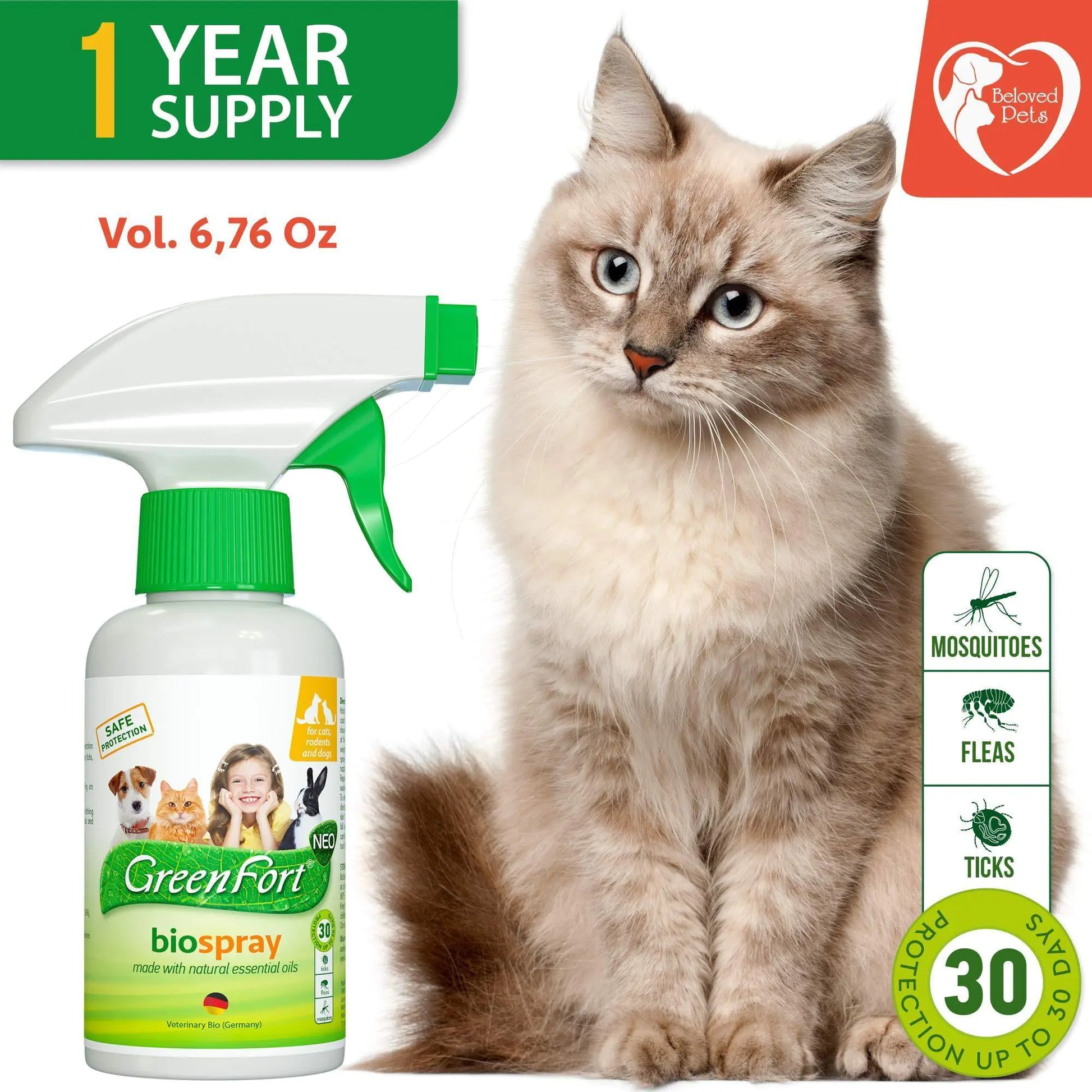 Natural Flea and Tick Home Spray for Dogs Cats & Ferret Mosquito Bug by Anti Spier