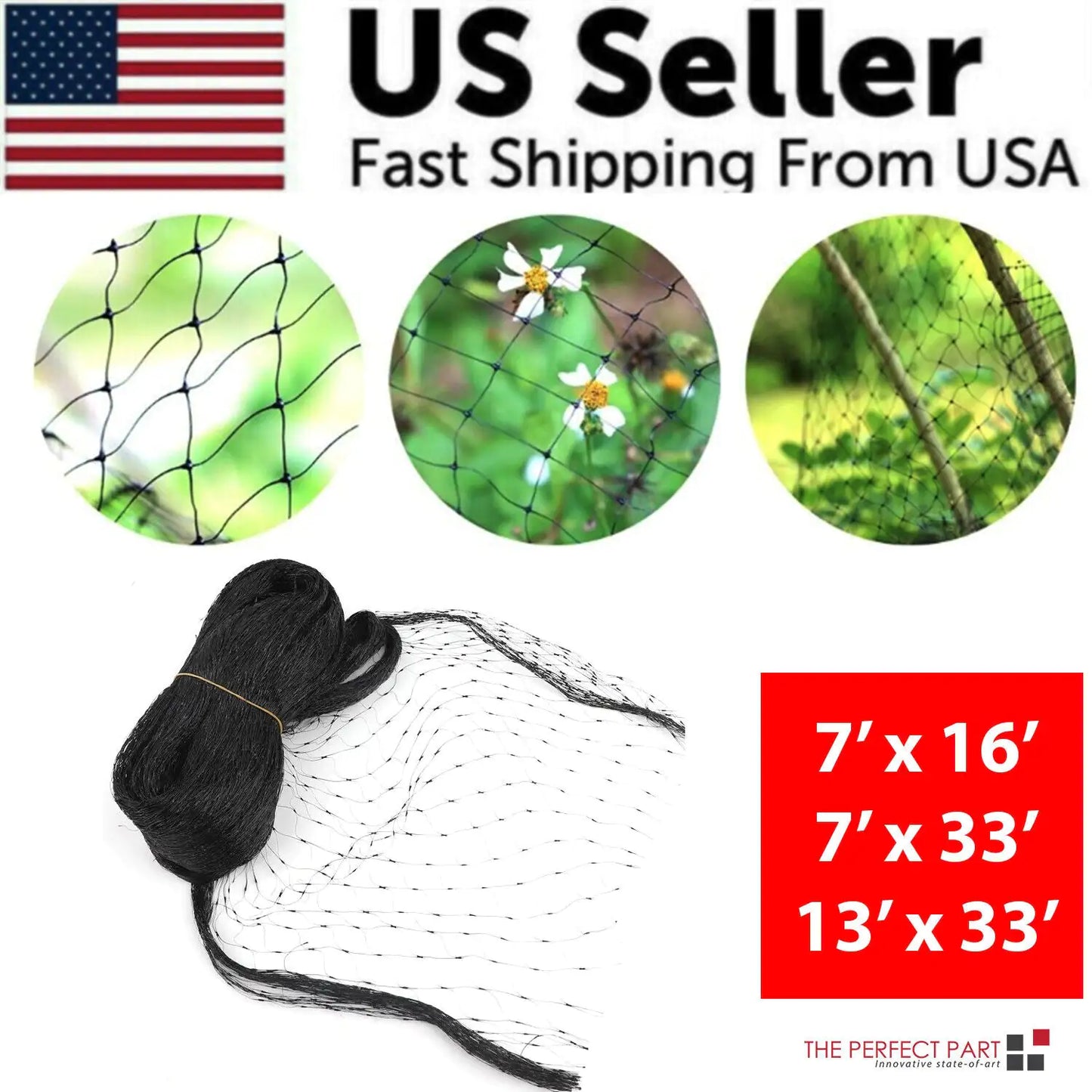 33FT Anti Bird Netting Pond Net Protection Tree Crops Plants Fruits Garden Mesh by Anti Spier