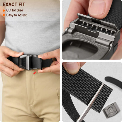 BULLIANT Tactical Belt for Men, Men Stretch Nylon Web Gift Belt 1.5"-Hiking Rigger Military Work-Quick Release Black2972 34"-38"Waist Adjustable by Anti Spier