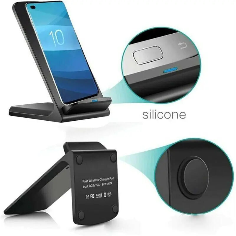 Qi Wireless Fast Charger Charging Pad Stand Dock For Samsung Galaxy iPhone Phone by Anti Spier
