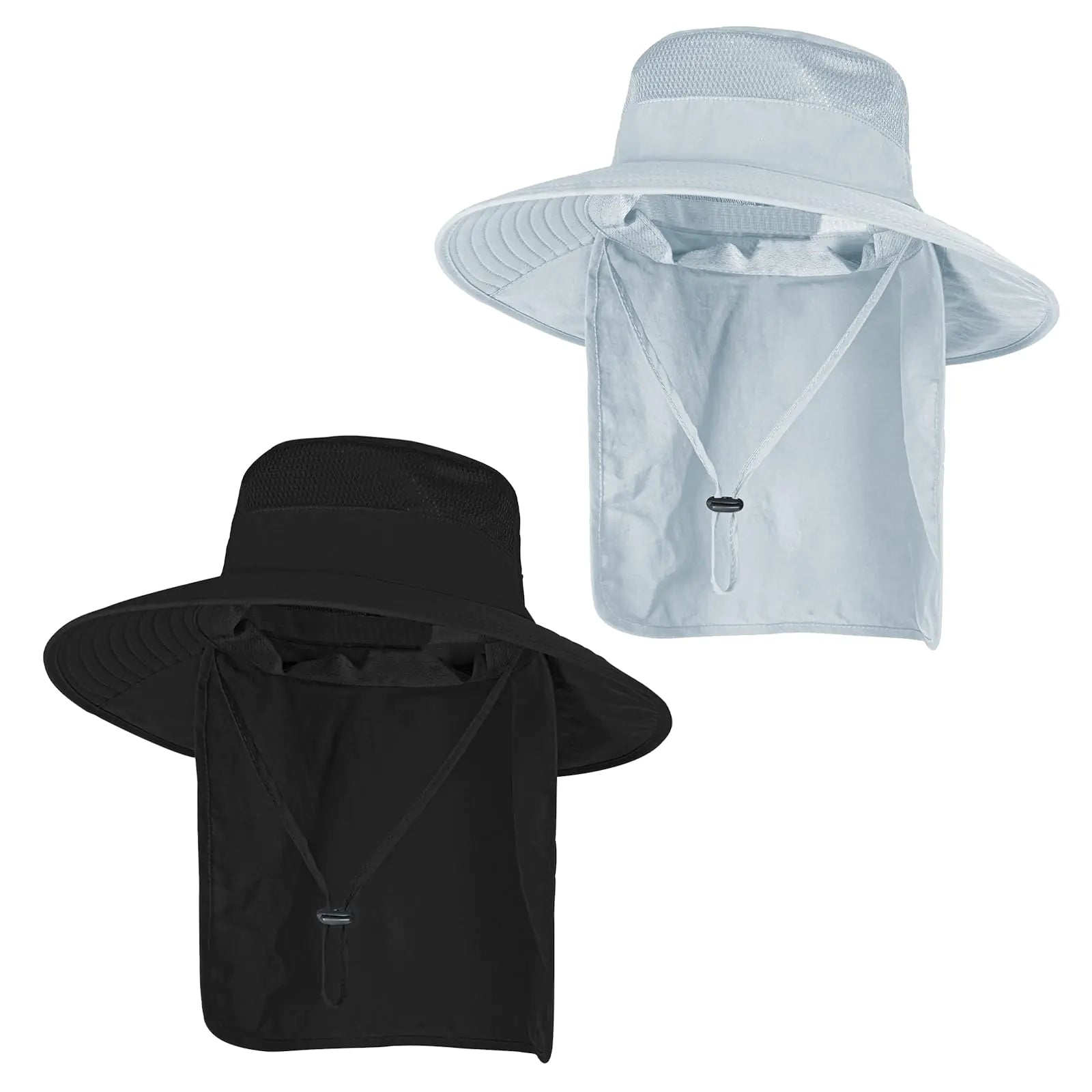 Sun Hats for Men Women Fishing Hat UPF 50+ Breathable Wide Brim Bucket Hats Summer UV Protection Safari Hat with Neck Flap Black/Light Grey 2 by Anti Spier