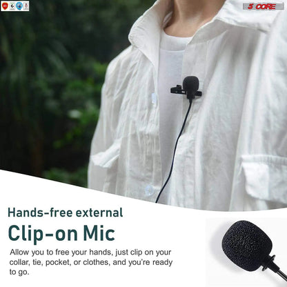 5Core Lavalier Microphone Clip On Professional Grade 3.5mm Lapel Mic Omnidirectional Lav Mic by Anti Spier
