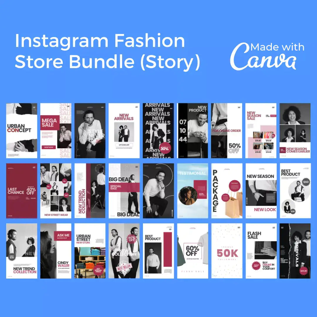 Downloadable Instagram Fashion Store 100 Pages Bundle by Anti Spier
