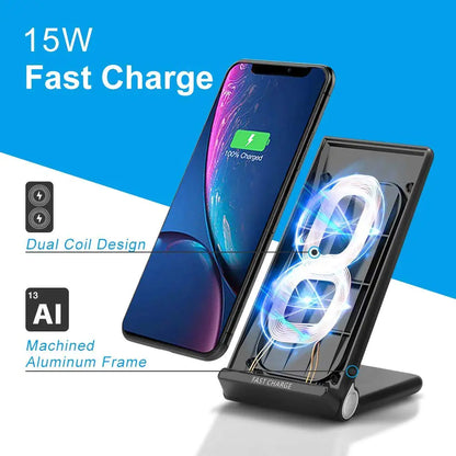 15W FAST WIRELESS CHARGER WITH STAND QUICK CHARGE by Anti Spier