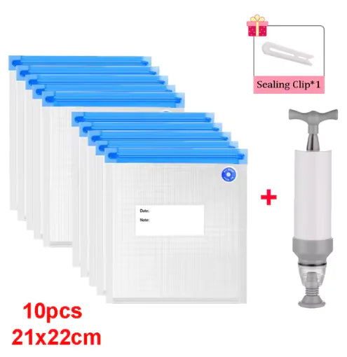 Reusable Vacuum Sealer Bag Kitchen Food Storage Zipper Bag Air Valve Pump Seal Vegetables Meat Snack Sealer Fresh Keeping Bag by Anti Spier