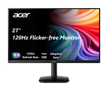 acer KB272 G0bi 27" IPS Full HD (1920 x 1080) Gaming Office Monitor | Adaptive-Sync Support (FreeSync Compatible) | Up to 120Hz Refresh | 1ms (VRB) | sRGB 99% | Tilt | HDMI & VGA Ports by Anti Spier