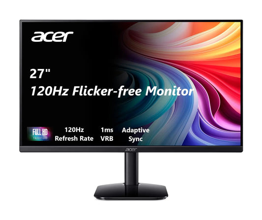 acer KB272 G0bi 27" IPS Full HD (1920 x 1080) Gaming Office Monitor | Adaptive-Sync Support (FreeSync Compatible) | Up to 120Hz Refresh | 1ms (VRB) | sRGB 99% | Tilt | HDMI & VGA Ports by Anti Spier