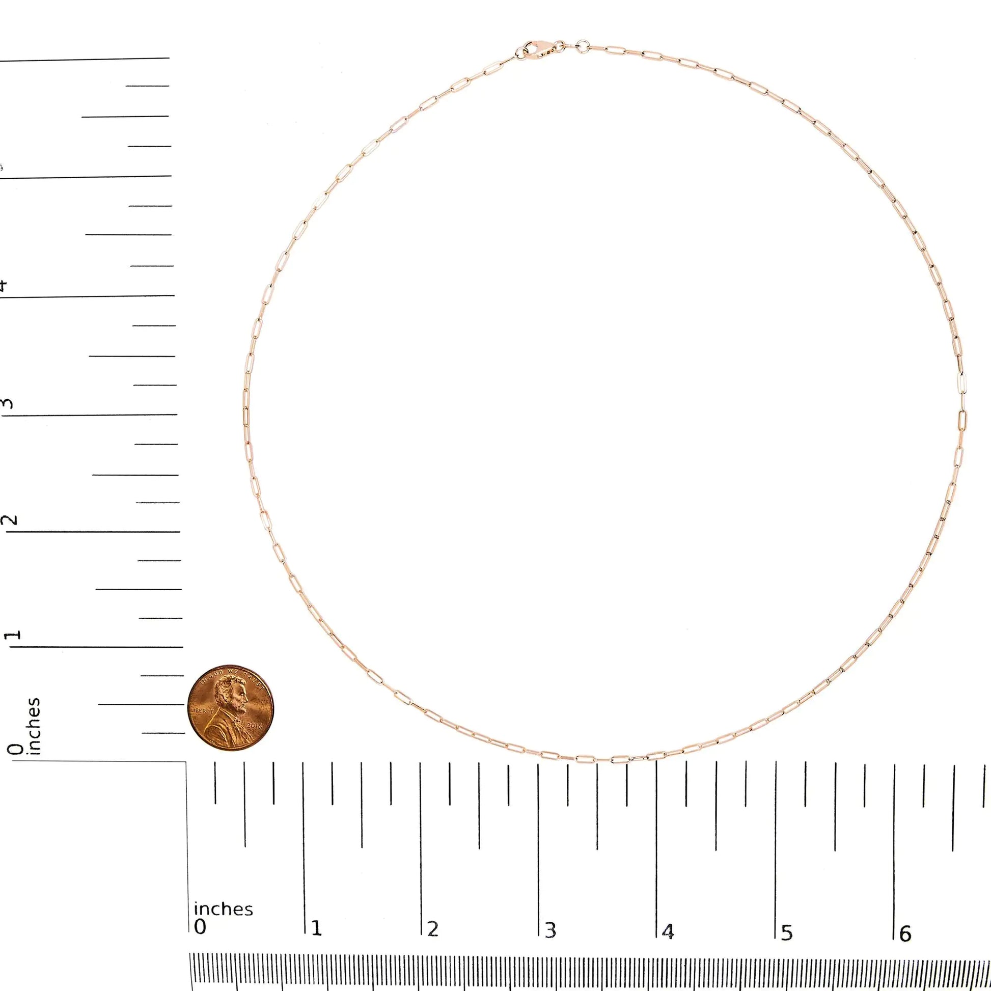 Unisex Solid 14K Gold 1.5mm Paperclip Chain Necklace - Choice of Length and Metal Color by Anti Spier