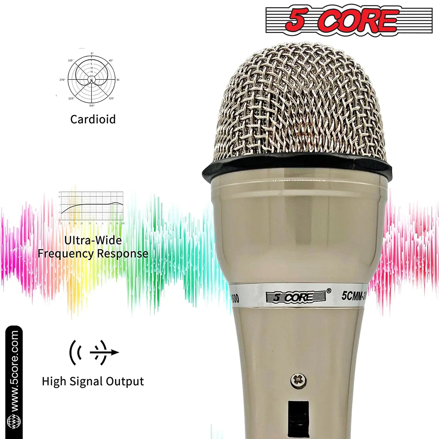 5Core XLR Microphone Dynamic Mic Karaoke Singing Studio Mics Handheld Microfono by Anti Spier