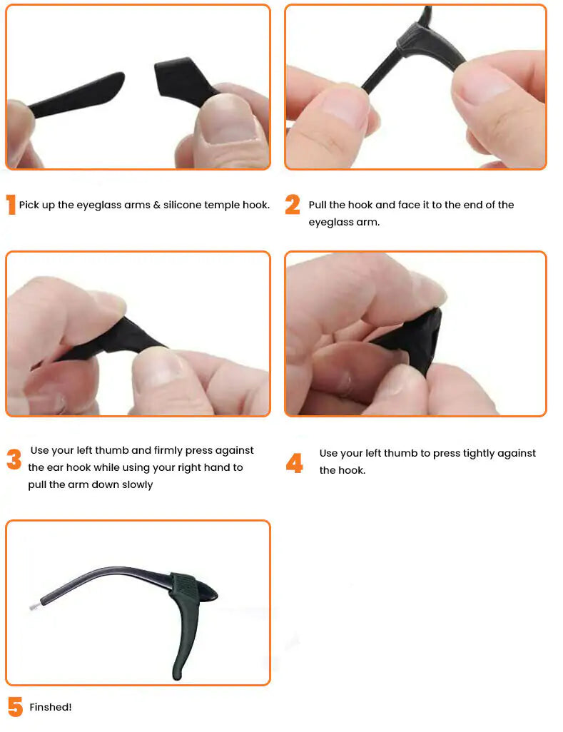 4 Pair Anti Slip Glasses Ear Hooks Tip by Anti Spier