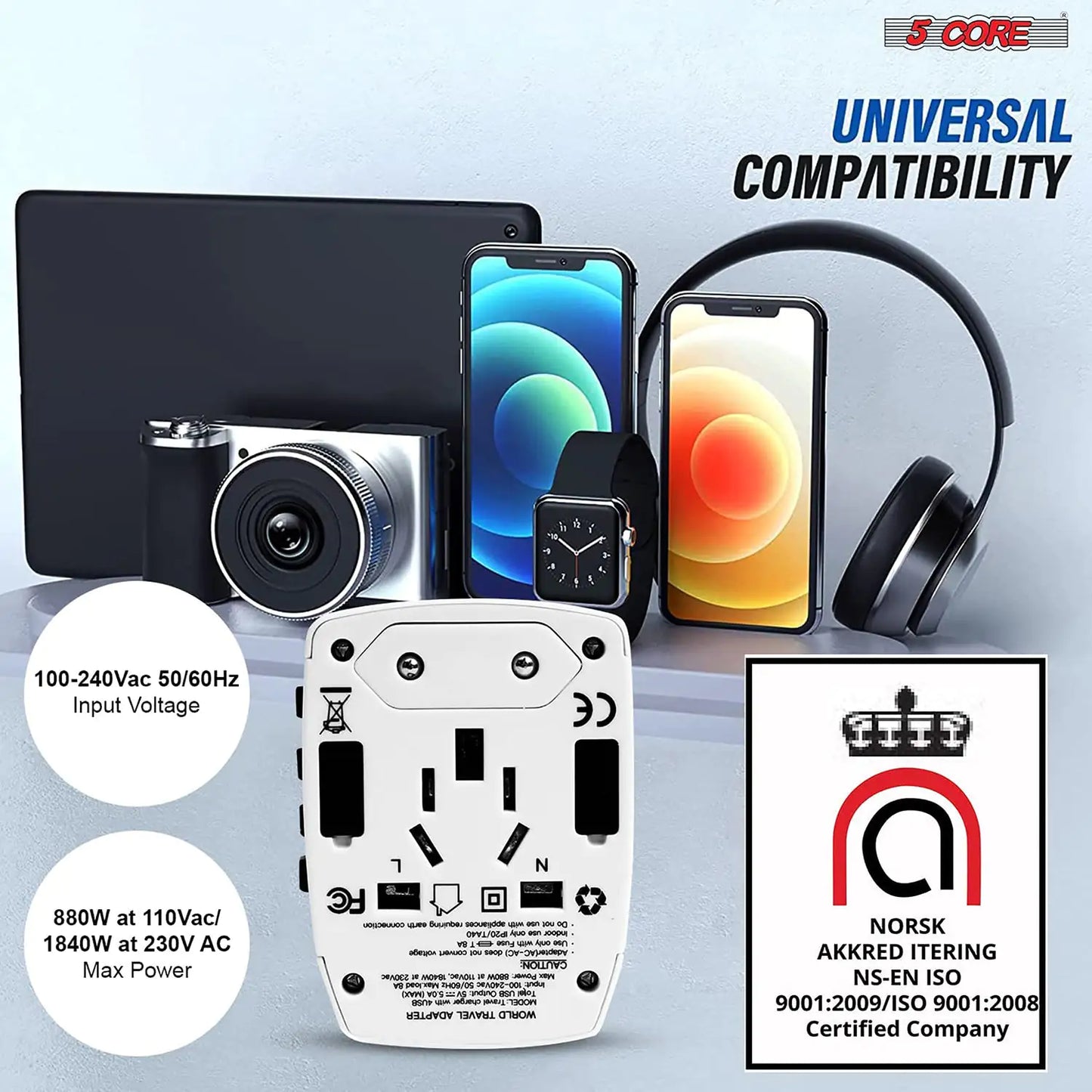 Universal Travel Adapter International Power Adapters 3 Pack Multicharger Plug w 4 USB Ports by Anti Spier