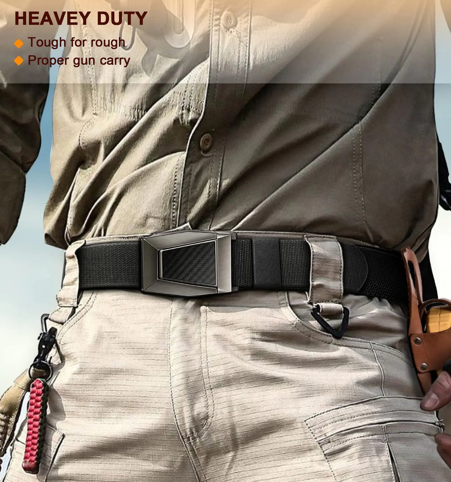 BULLIANT Tactical Belt for Men, Men Stretch Nylon Web Gift Belt 1.5"-Hiking Rigger Military Work-Quick Release Black2972 34"-38"Waist Adjustable by Anti Spier
