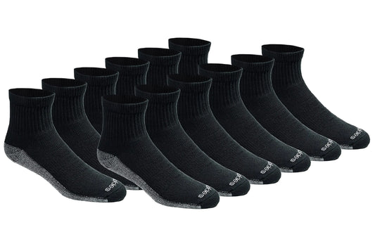 Dickies Men's Dri-tech Moisture Control Quarter Socks, Available in M-XXL (6, 12, 18 Pairs) Medium Black (12 Pairs) by Anti Spier
