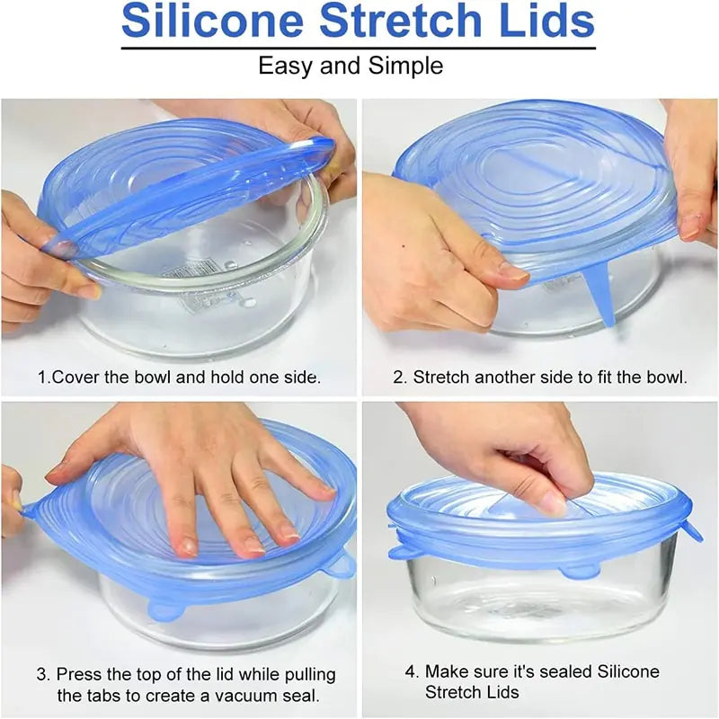 Silicone Stretch Lids Reusable Airtight Food Wrap Covers by Anti Spier