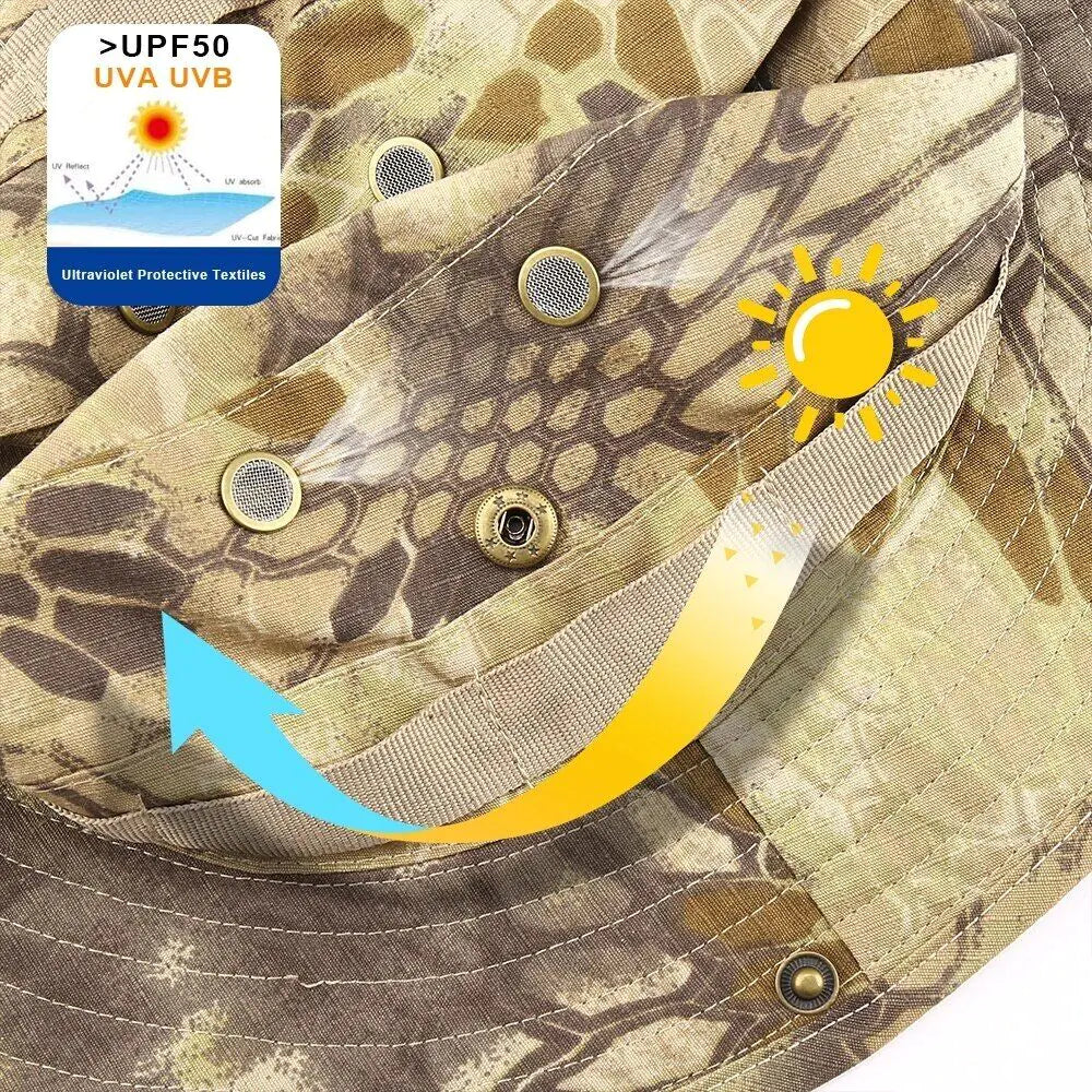 Boonie Bucket Hats Outdoor Fishing Hunting Wide Brim Mesh Camo Safari Sun Cap by Anti Spier