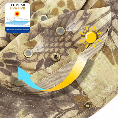 Boonie Bucket Hats Outdoor Fishing Hunting Wide Brim Mesh Camo Safari Sun Cap by Anti Spier