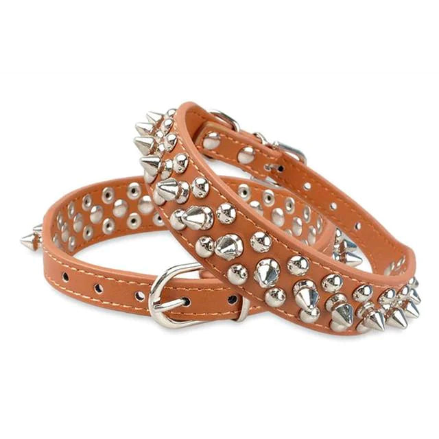 Spiked Studded Leather Dog Collar Rivets Pet Small Large Cat Pit Bull Adjustable by Anti Spier