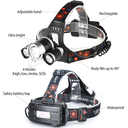 LED Headlamp Flashlight Tactical Brightest Light Camping Hunting by Anti Spier