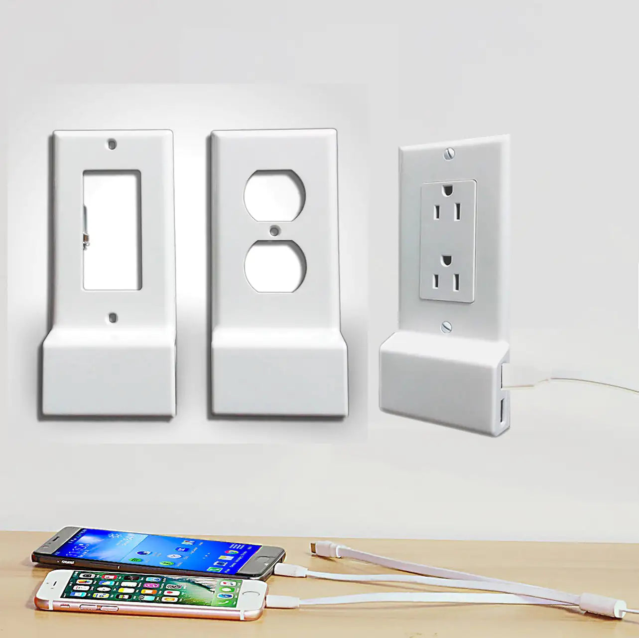 Invisible Dual USB Wall Charger Plate With Surge Protection by Anti Spier