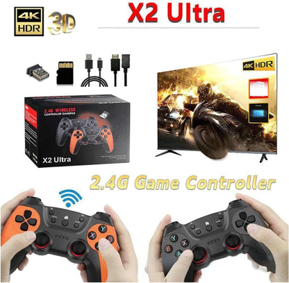 X2 Ultra Retro Game Stick 4K, Plug and Play Video Gaming Console with 128G memory card/40000+Games, HDMI Output for TV with 2.4G Wireless Controller, Retro Arcade Emulators for Kids Adults by Anti Spier