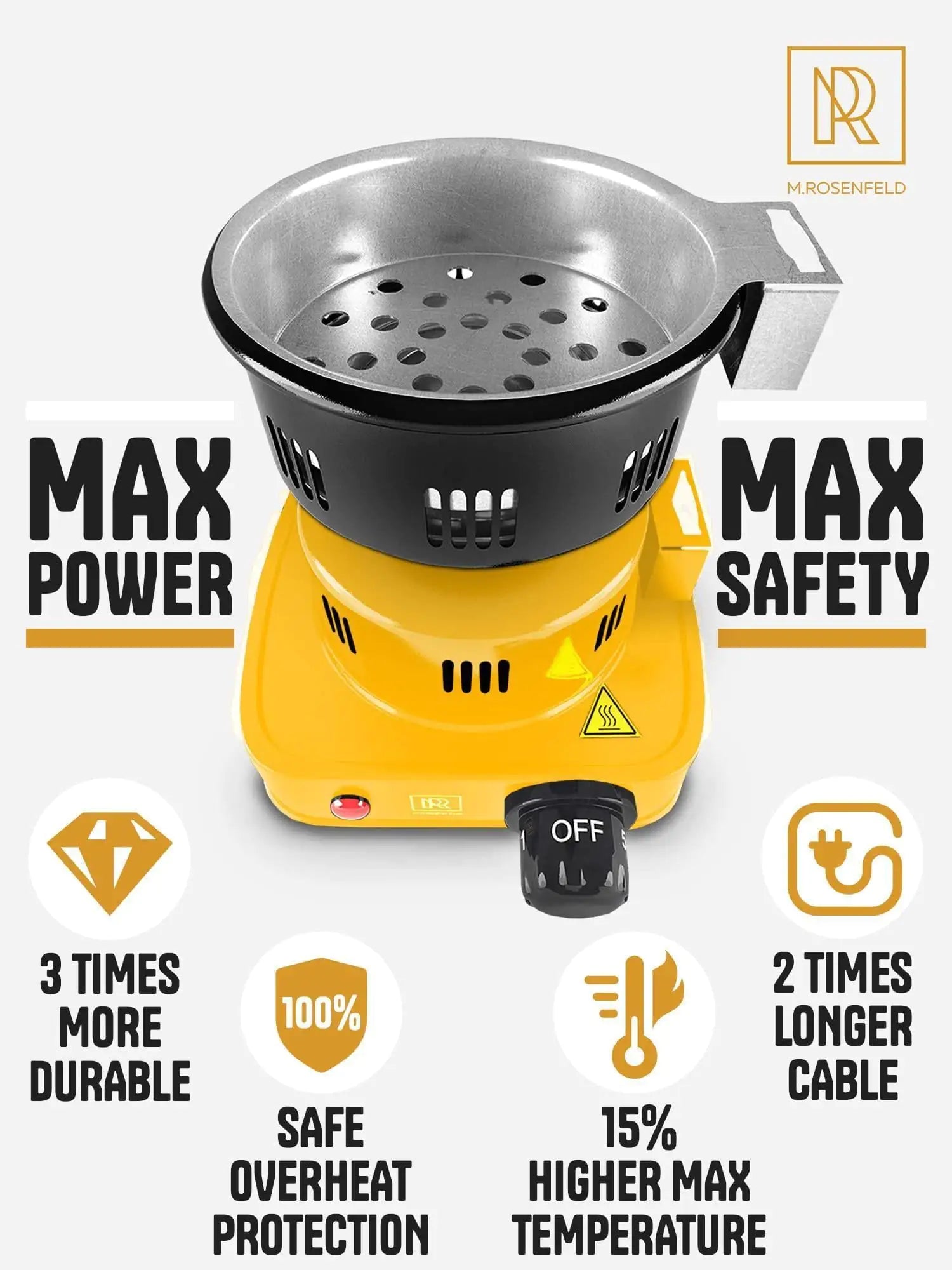Premium Hookah Coal Burner Yellow Burner for Hookah 450W Fire Tower Stove by Anti Spier