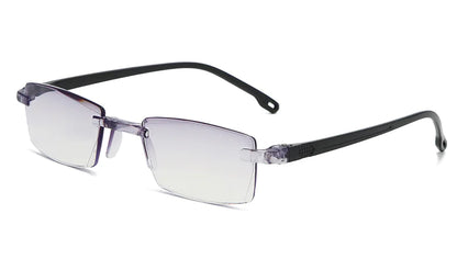 4 PK Mens Rectangular Rimless Blue Light Blocking Reading Glasses Unisex Readers by Anti Spier