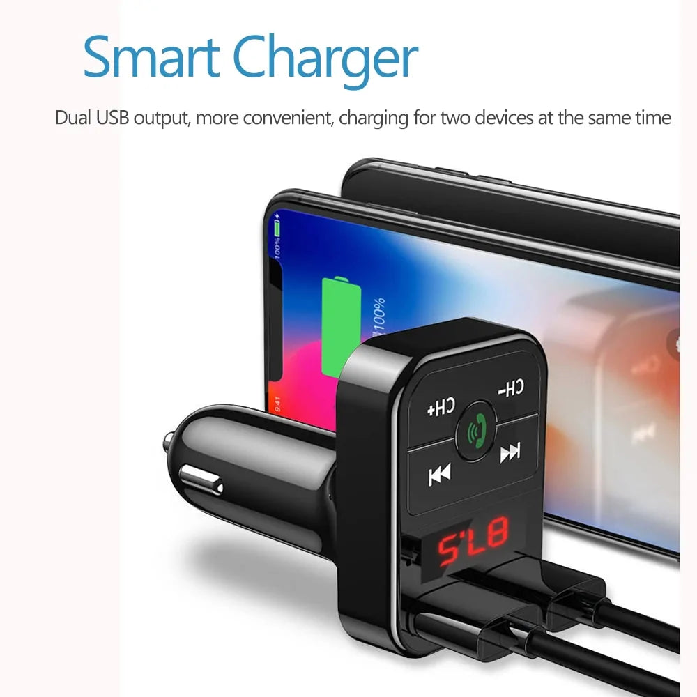Car Bluetooth 5.0 FM Transmitter Wireless Adapter by Anti Spier