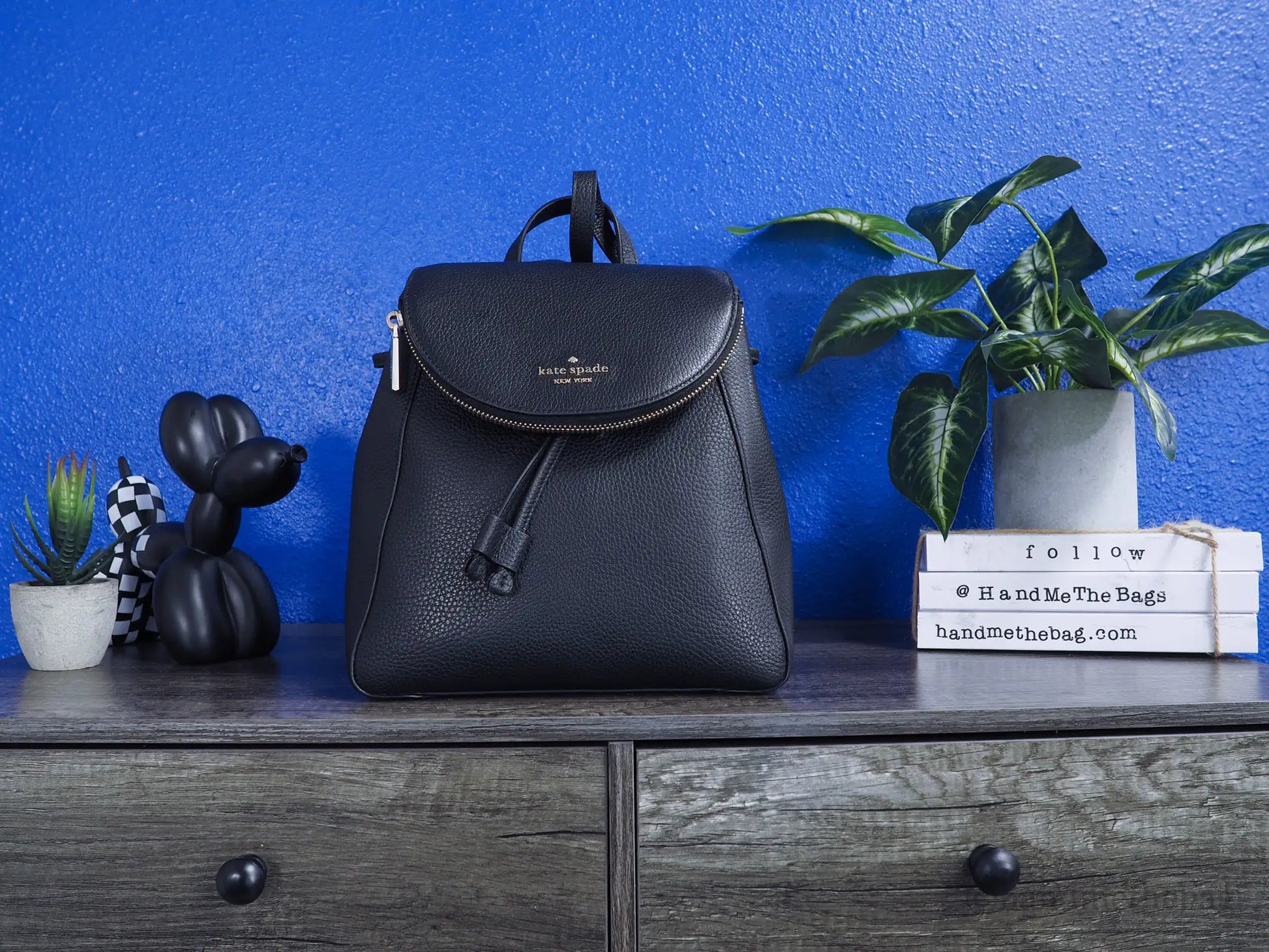 Kate Spade Leila Black Pebbled Leather Medium Flap Shoulder Backpack Book Bag by Anti Spier