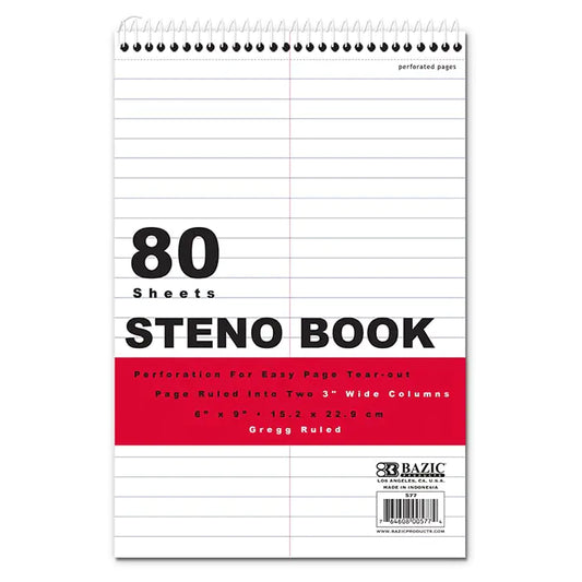 80 Ct. 6" X 9" White Paper Gregg Ruled Steno Book by Anti Spier
