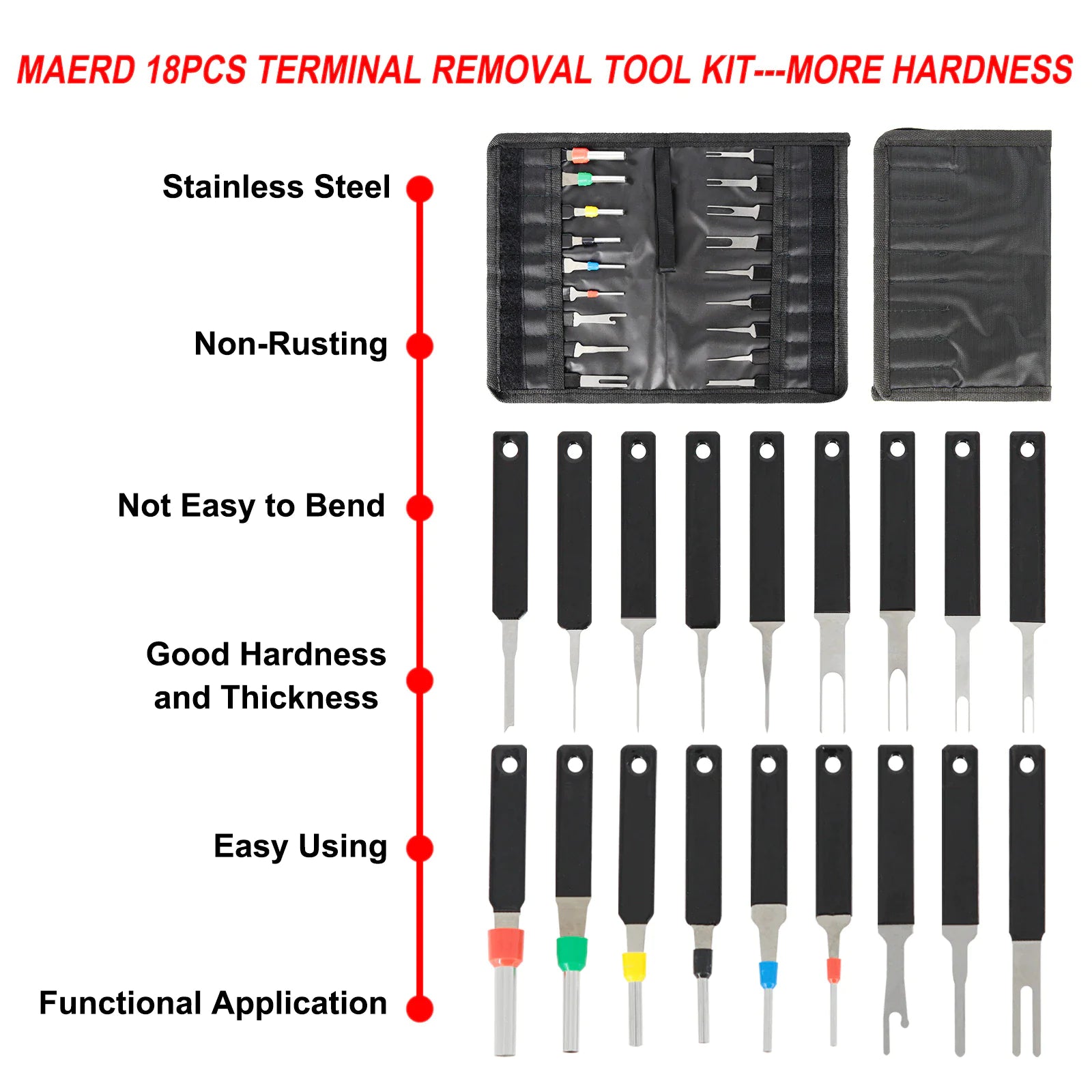 18Pcs Heavy Duty Thick Car Terminal Removal Kit Wire Connector Pin Release Tool by Anti Spier