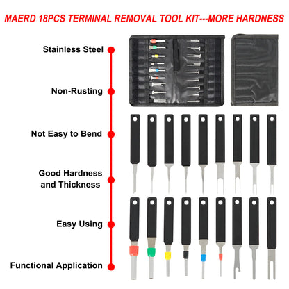 18Pcs Heavy Duty Thick Car Terminal Removal Kit Wire Connector Pin Release Tool by Anti Spier