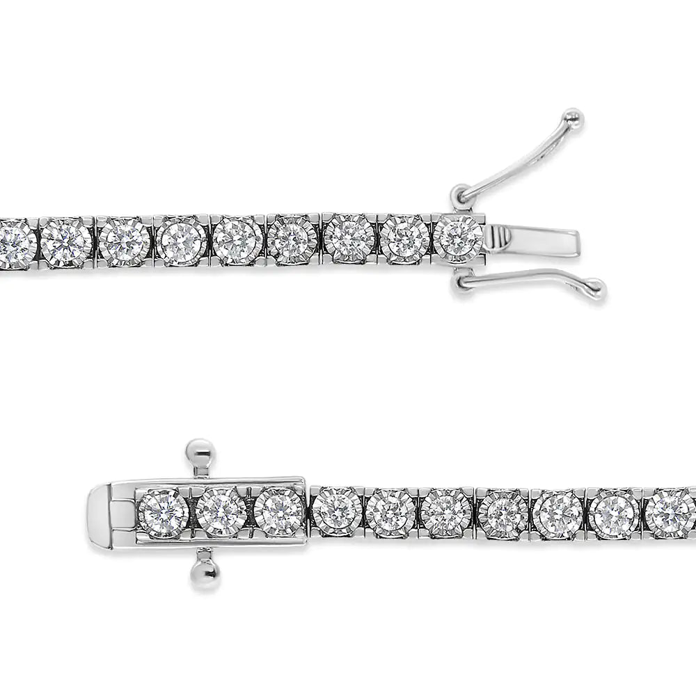 14K White Gold 2.0 Cttw Miracle Set Round-Cut Lab Grown Diamond Illusion 7" Tennis Bracelet (F-G Color, VS2-SI1 Clarity) by Anti Spier