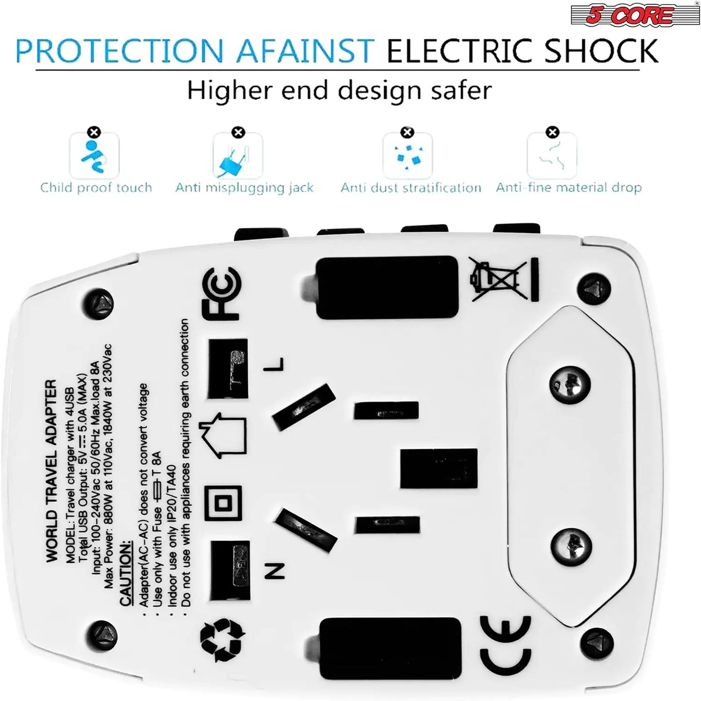 Universal Travel Adapter International Power Adapters 3 Pack Multicharger Plug w 4 USB Ports by Anti Spier