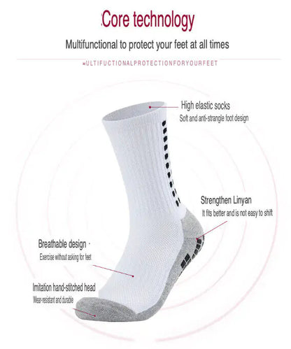 3 Pair Sport Socks Anti Slip W/ Grip Soccer Men Football Basketball Sock Premium by Anti Spier
