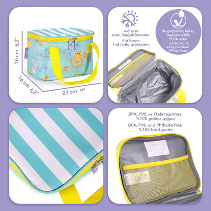 Milk&Moo Insulated Lunch Box For Kids, Turquoise by Anti Spier