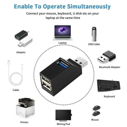 2 Pcs 3 Port USB 3.0 Hub Portable High Speed Splitter Box For PC Notebook Laptop by Anti Spier