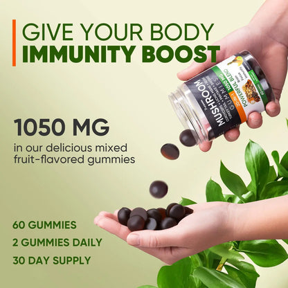 Purawex Mushroom Gummies, 20 in 1 Mushroom Complex 1050 MG, Cordyceps, Reishi, by Anti Spier