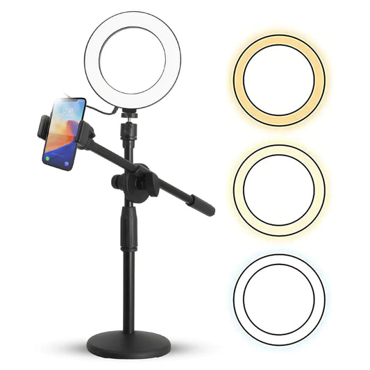 6 inch Ring Light with Cell Phone Stand Adjustable Ring light Angle LED Circle Light w Phone Holder by Anti Spier