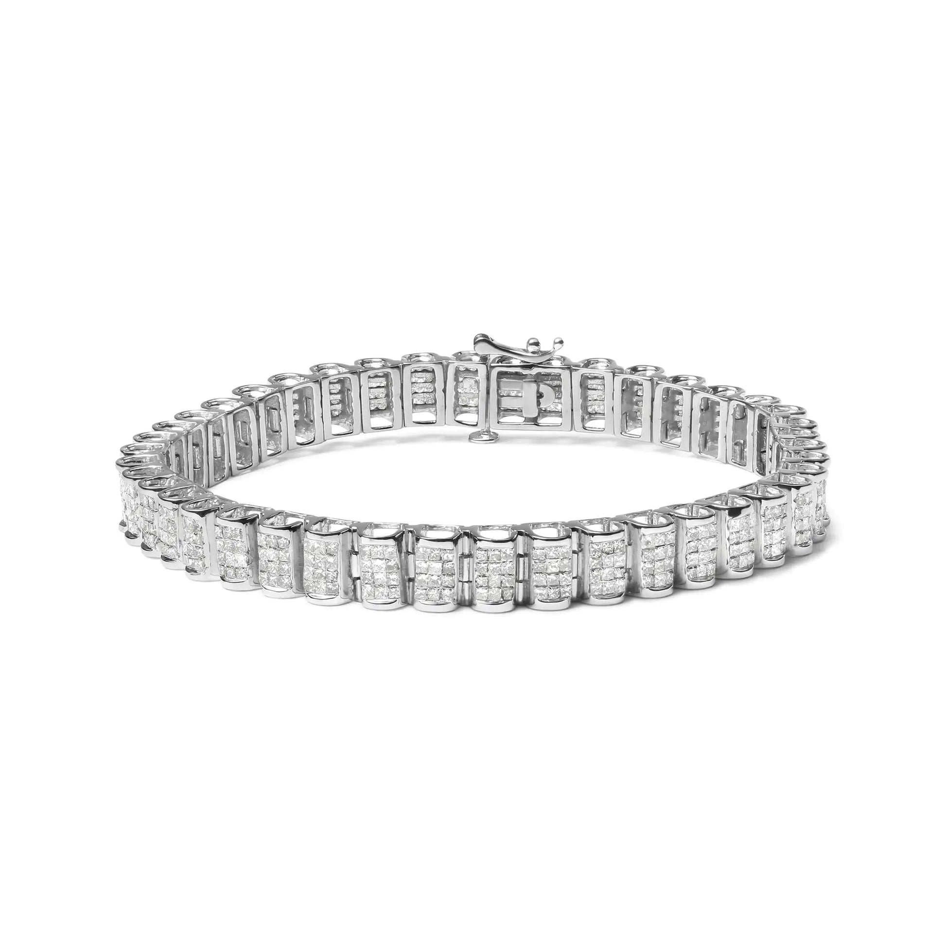 14K Gold 5.00 Cttw Square Princess Cut White Diamond Rectangular Invisible Set Link Tennis Bracelet (H-I Color, SI2-I1 Clarity) - 7.25” Inches by Anti Spier