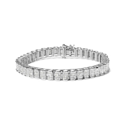 14K Gold 5.00 Cttw Square Princess Cut White Diamond Rectangular Invisible Set Link Tennis Bracelet (H-I Color, SI2-I1 Clarity) - 7.25” Inches by Anti Spier